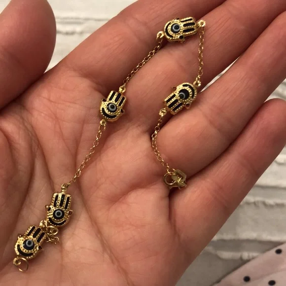 Solid 14k gold Hamsa evil eyes protection yellow gold bracelet.NEW
Stamp:585/14K - Picture 5 of 9